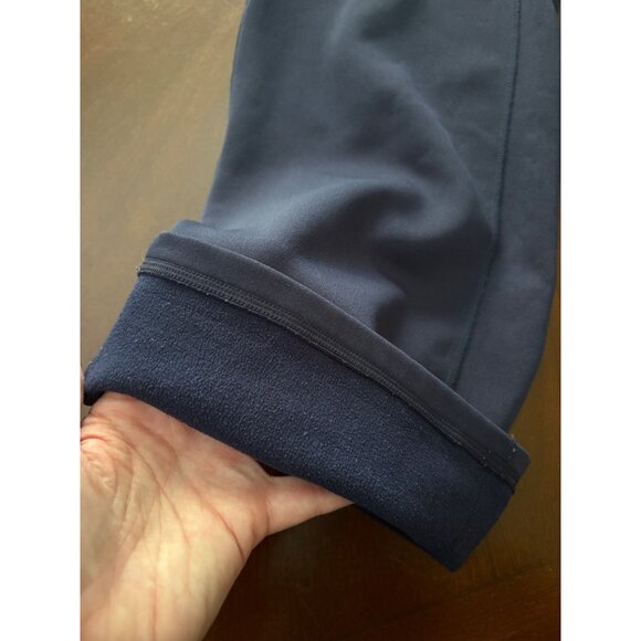 Athleta Wide Leg Utility Fleece Lined Sweatpants in Navy Blue Size Small Tall - Picture 8 of 15